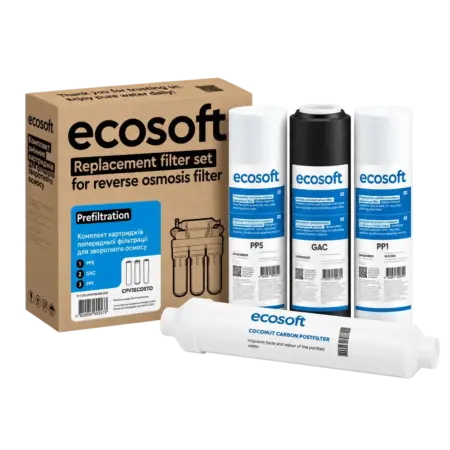 Комплект з 4 картриджів для фільтра зворотного осмосу Ecosoft Standard без мінералізатора