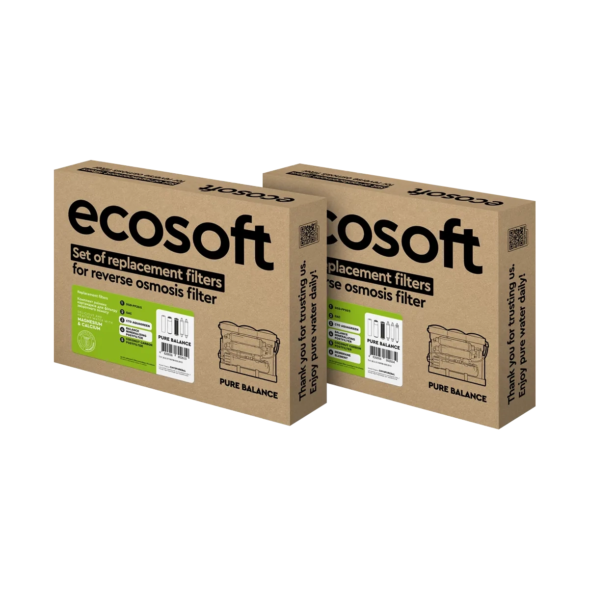 Річний запас картриджів для фільтра зворотного осмосу Ecosoft PURE Balance