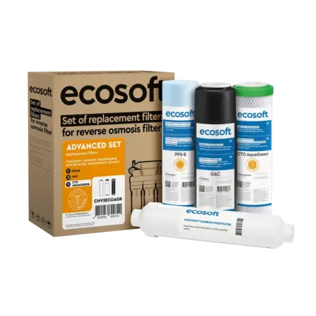 Комплект з 4 картриджів для фільтра зворотного осмосу Ecosoft Absolute без мінералізатора
