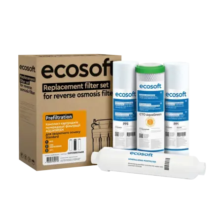 Комплект з 4 картриджів для фільтра зворотного осмосу Ecosoft Standard PRO